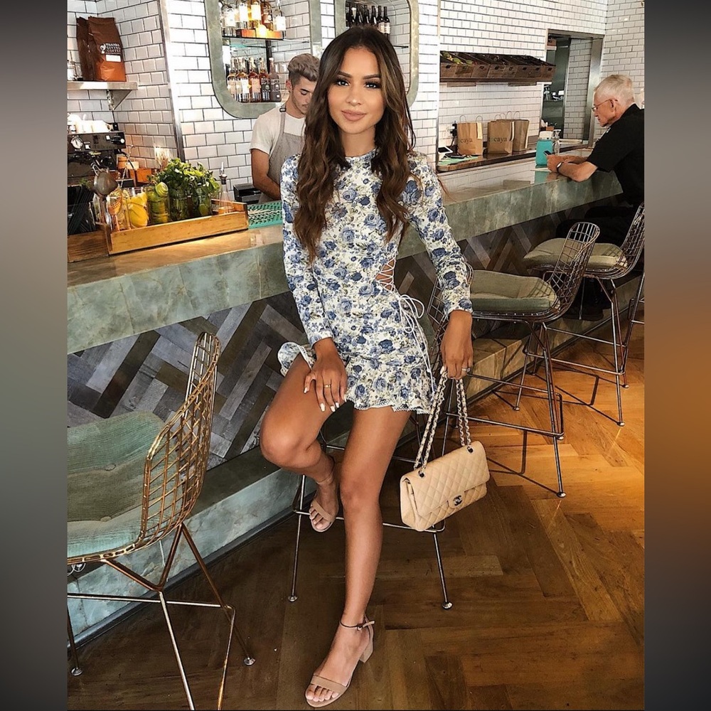 PrettyLittleThing White and Blue Floral Dress *NWT**